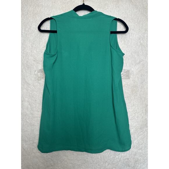 VIOLET + CLAIRE Pleated V-Neck Sleeveless Top Womens S Kelly Green Minimalist - Picture 4 of 9